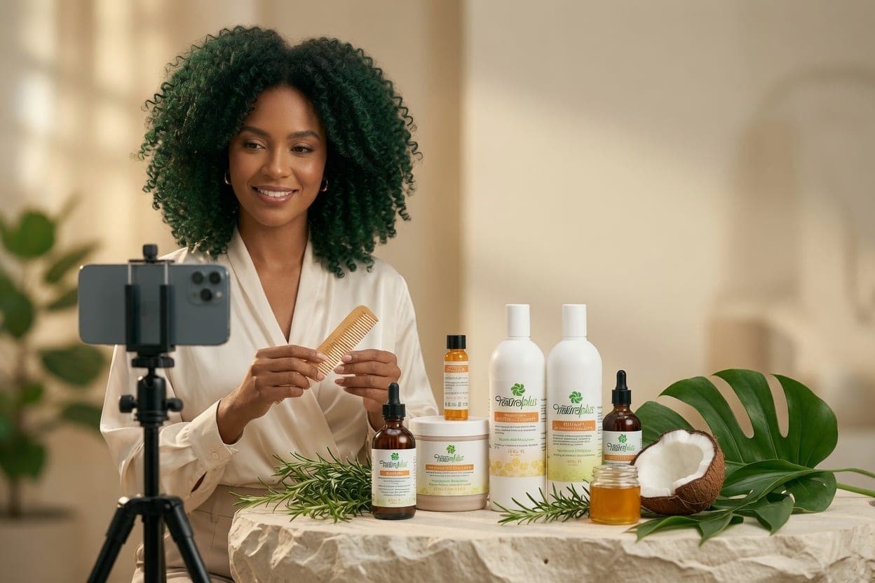 Productos de cuidado capilar Natural Plus USA e ingredientes botánicos dominicanos